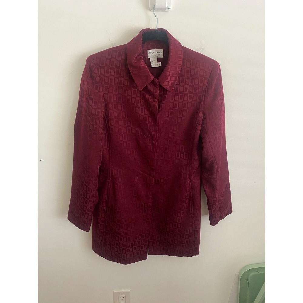 Vintage Burgundy‎ Geometric Jacquard Blazer Jacket Women's Size 8